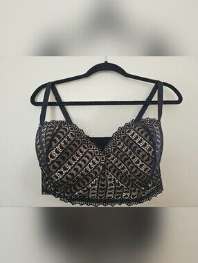 Black Lace Bralette with Nude Lining
